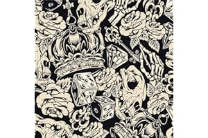 LZH-LP Carta da parati autoadesiva con teschio di corona, 44x300CM spazio Sci-Fi, carta da contatto sfoderabile e adesiva, pellicola decorativa nera rimovibile per mobili