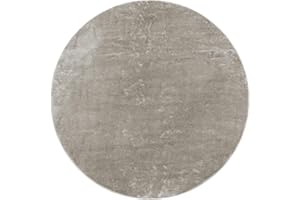 ‎PACO HOME Paco Home Waschbarer Teppich Rund Wohnzimmer Kurzflor rutschfest Modern Flauschig Einfarbiges Muster, Grösse:160 cm Rund, Farbe:Grau