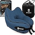 SNUGL Travel Pillow - Memory Foam Neck Cushion - Flight Pillow | Support Neck Pillow for Travel | Travel Neck Pillow for Airplane with Carry Bag & Clip | Flying Travel Essentials (Blue - Regular)
