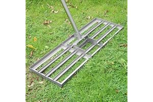 IKKLE Rasen Nivellierrechen, Garten Rasen Rakel mit 190cm Verdickung Edelstahl Griff, Einstellbar Rakel Rasen Hinterhof Rasenrechen Werkzeug, Rechen Vertikutierer für Garten Hinterhof Golfplatz (76 x 25cm)