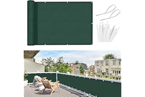 Sunnylaxx Brise Vue Balcon Vert foncé 100x800cm, Cache Brise Balcon pour Jardin Exterior PES, avec Trous et Serre câbles, UV Résistant