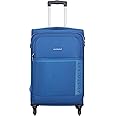 Aristocrat Baleno 79 Cms Large Check-in Polyester Soft Sided 4 Wheels Spinner Trolley Bag-Blue