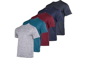 Real Essentials 5 Pack: Men’s Dry-Fit Moisture Wicking Active Athletic Performance Crew T-Shirt