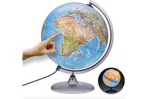 ORBIT GLOBES & MAPS - Leuchtglobus - 30cm Globus mit stabilem Standfuß, Kartenbild 2025 physikalisch/politisch mit LED Leuchte, Aktuelles deutsches Kartenbild, Schülerglobus