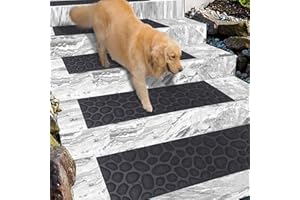 AUCUDA RV MURTS Alfombrillas para escalones exteriores, 76 x 22 cm, 6 unidades, goma antideslizante, para interiores y exteriores, color gris piedra