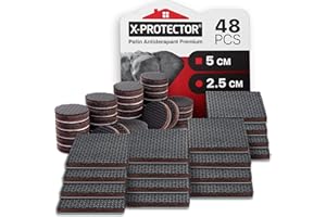 Patin antiderapant X-PROTECTOR - 32 pcs 25 mm + 16 pcs 50 mm Patin Caoutchouc Premium - Patins Antidérapants Autocollants - Patin en Caoutchouc - Idéal pour la Fixation en Place des mobiliers!