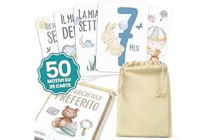 CONTRAXT Milestone baby cards italiano. Mesi neonato per foto Maby moment cards scatola ricordi neonato Regalo gravidanza regalo mamma amica carte segna tappe bebè italiano (Italiano)