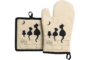 Lot gant/manique Dubout 3 chats beige 18 x 28 cm Winkler