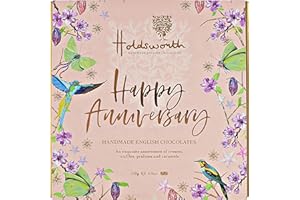 Holdsworth Chocolates Occasions Collection - Happy Anniversary Box Filled with Handmade Truffles and Assorted Milk, Dark and White Chocolates Perfect for gifting 110g