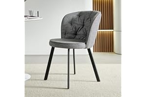 Weegstok Modern Dining Chairs Set of 1, Soft Fabric Upholstered Seat High Back Kitchen Chairs with Metal Legs, for Dining Room, Kitchen, Living Room, Bedroom, Lounge (1, Grey)