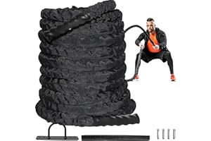 Senshi Japan Battle Rope 38mm & 50mm * 6/9/12/15m SUPER HEAVY Exercise Rope for Home Gyms, Weighted Rope Training, Professional Workouts (COVERED - [51MM THICK] - 9M, With Anchor)