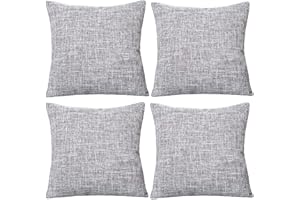 GONOVE Cushion Cover,4 Pack 45×45cm Linen Cotton Pillowcase Vintage Style Square Throw Pillow Covers Decorative Cushion Covers for Sofa, Couch, Bed, Bench