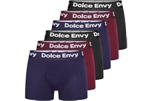 DOLCE ENVY 6-Pack Mens Boxers Shorts with Elastic Waistband Cotton Fitted Breathable Underwear Suitable for any Occasion