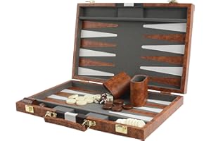 BUCHER&ROSSINI BackgammonKoffer 15 Inch Classic Backgammm Travel Strategy Backgammon Game Set for Adults Children (Brown)