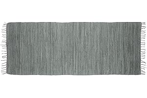 Relaxdays Tapis de couloir à franges Coton Pasillo con Flecos (80 x 200 cm, 100% algodón Liso, Alfombra de salón, Color Gris