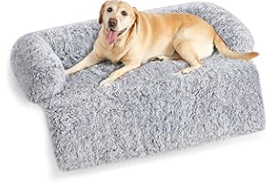 Feandrea FluffyHug Hundebett Plüsch, Hundedecke Sofa, Sofaschutz Hund, Hundekissen, Größe XXL, für große Hunde, 122 x 95 x 18 cm, Ombré-Grau PGW224G01