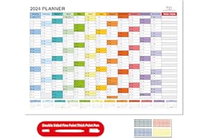 BOSPHORUS CARD 2024 LAMINATED Year Yearly Annual Office Home Wall Planner Calendar With Pen And Stickers Stickers & Adhesive Mounting Pads (35x50 cm, Design 2)