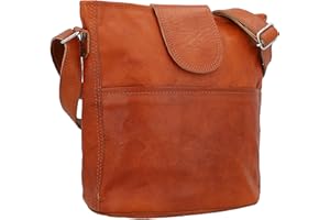 Gusti Leder Umhängetasche - Jaqueline S Vintage Shopper Leder, Crossbody Bag Damen aus echtem Ziegenleder, verstellbarer Riemen, Braun