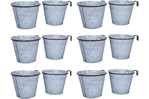 ‎ARTECSIS ARTECSIS 12er Set Pflanztopf mit Ringhalter, verzinkter Hängetopf, Blumentopf für Balkon Garten Geländer Palette 15 Ø