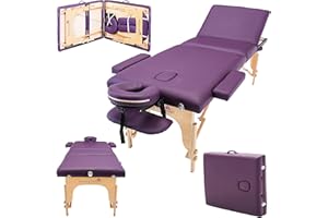 MASSAGE IMPERIAL® Chalfont Extra Large Table De Massage - Largeur 70cm Et Longueur 195cm- Lit De Massage À 3 Sections - Panneau D'extrémité Reiki Et Sac De Transport - Violet