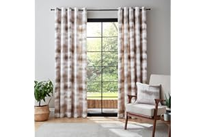 Catherine Lansfield Ombre Texture 66x90 Inch Thermal Eyelet Curtains Two Panels Natural