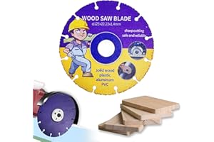 Kizaten Disco da Taglio per Legno,125 mm Disco da Taglio Multiruota in Carburo,Lame da Taglio per Legno per Smerigliatrice Angolare Per Tavole,Compensato,Gomma,Chiodi in Acciaio