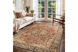Hafaa Machine Washable Rugs Living Room Large 160x230 cm – Soft Short Pile Area Rugs For Bedroom Dining Room, Kitchen Carpet Non Slip Traditional Oriental Design Vintage Boho Cashmere Rug, Majestic