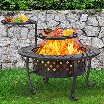 Braciere Da Giardino In Acciaio 80 Cm | Con Manici E Gambe Rimovibili | Per Falò, BBQ E Campeggio