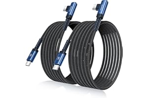 toocki Kabel USB C do USB C kątowy 60W, wytrzymały nylonowy pleciony kabel USB do ładowania, kompatybilny z iPhone 15 Plus Pro Max, MacBook Pro, iPad, Galaxy S24 Plus (2M+2M)