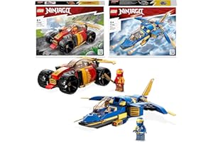 LEGO Pack Ninjago : Comprend La Voiture de Course Ninja de Kai – Évolution (71780) et Le Jet Supersonique de Jay – Évolution (71784), avec Jouet Voiture, Avion et Minifigurines pour Enfants Dès 6 Ans