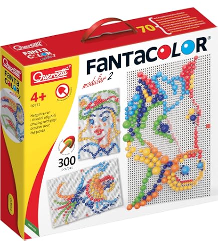 Quercetti Fantacolor Refill Pegs - 450 Piece Mosaic Pin Set In 5 Colors (5mm)