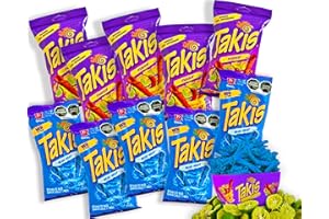 ‎MEXHAUS Takis Chips Box - 5x Takis Blue Heat 56g und 5x Takis Fuego 56g - Chips Grosspackung Chips scharf (Pack von 10) - Blaue Takis und Takis Fuego