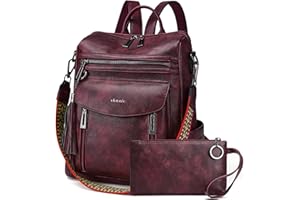 Shrrie Leather Backpack Fashion Backpack Purse Designer Small Travel Backpack Convertible Shoulder Bag with Wristlet for Work College