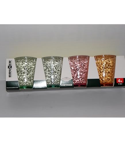 BRUNNER 0830214N Lot de 4 verres à boire, multicolores