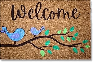 KOKO DOORMATS Wycieraczka zewnętrzna | Zewnętrzna mata wejściowa, Coco Antypoślizgowa podstawa PVC | Wycieraczka zewnętrzna Wejście Oryginalne antypoślizgowe i chłonne | Ptaki | 40x60 cm