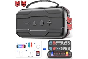 HASACOOL Switch 2 Tasche für Nintendo, Switch Case kompatibel mit Switch 2/Switch/OLED - Wasserdicht & Stoßfest mit 10 Kartenfächern, Tragegriff & Organizer-Innenfach für Zubehör (Schwarz)
