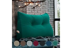 VERCART Rückenkissen Bett Gepolstert Kopfteil Lesekissen, Rückenlehne Wandkissen Keilkissen Große Sofakissen Couch Kissen XXL Rücken Anlehnkissen Abnehmbarem Bezug Samt Türkis 80cm