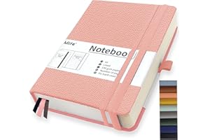 Mlife A5 liniert Journal Notizbuch,360 Seiten Und 100g/M² Tintenfestes Papier,Hardcover Collegeblock Notizblock,Notizbücher Mit Falttasche Für Büro Schule Zuhause Schreiben&Notizen(Rosa)