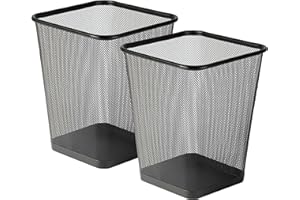 BEST HOUSE ANOTHER FINE PRODUCT Best House Metal Mesh Square Bin - 9 Litre Black Wire Waste Basket - Lightweight and Sturdy Paper Bin for Kitchen, Home Office, Living Room, Bedroom (Pack of 2)