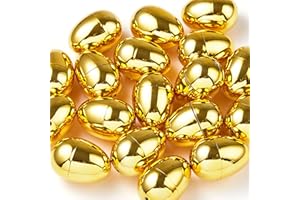 Joyin Toy 36 sztuk błyszczących metalicznych złotych jajek wielkanocnych 2 3/8" w kolorze złotym do Filling Specific Treats, Basketball Stuffers, zapasy w klasie