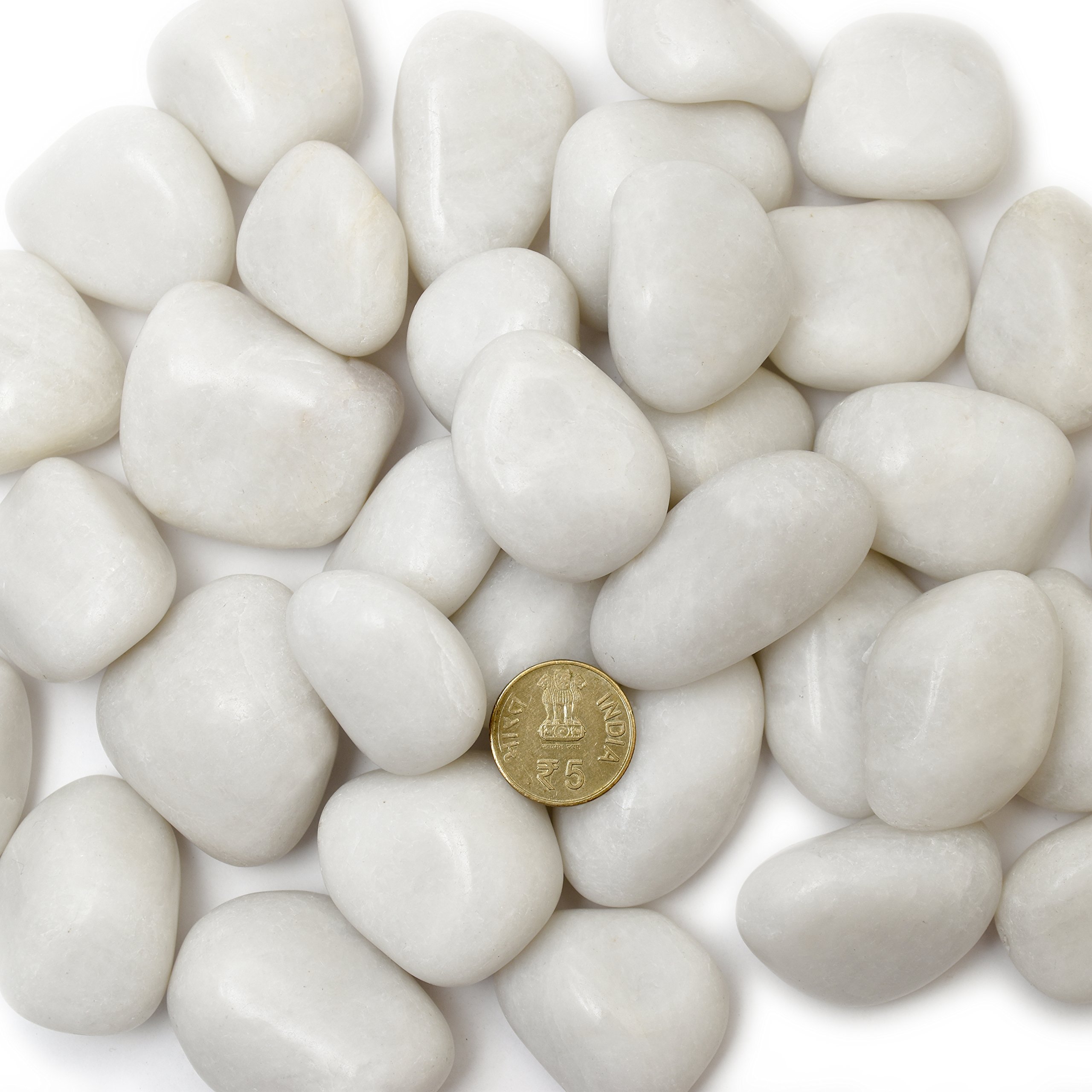 Pebble Kart by Meraki India Polished Glossy Pebble Stones (450 G, Medium, White) - Image 3