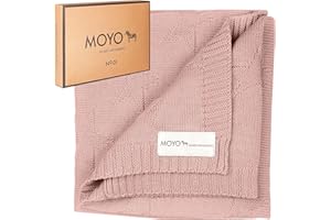 MOYO Kocyk dziecięcy - wspaniały kocyk dziecięcy z bawełny (100% bio, GOTS) - w 100% neutralny dla środowiska - oddychający kocyk dla niemowląt - kocyk dla niemowląt - prezent dla chłopców i dziewczynek (magiczny różowy kwarc)