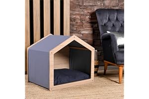 SUGODESIGN Haustierhaus aus Holz, Katzenbett, Katzenhaus, Hundebett, Hundehaus, Katzen- und Hundemöbel, Katzenhöhle, Hundehöhle, stilvoll, Indoor (Dunkelblau S)