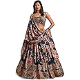 Zeel Clothing Women's Organza Floral White Semi-Stitched Lehenga Choli (7611-Wedding-Floral-Lehenga-Latest, White)