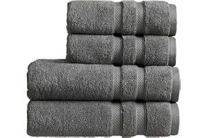 Christy Chroma Bath Towel Set | Set of 4 | 2 Bath 2 Hand | Highly Absorbent Heavyweight 675GSM | Bold and Bright | Soft Smooth Bathroom Shower Towels | 100% Cotton | Sustainably Made | Ash Grey