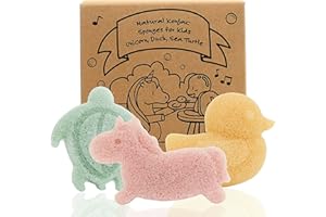 myHomeBody Konjac Baby Sponge for Bathing, Cute Shapes Natural Kids Bath Sponges for Infants, Toddler Bath Time, Natural and Safe Plant-Based Konjac Baby Bath Toys, 3pc. Set: Unicorn, Duck, Sea Turtle