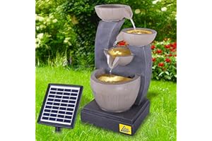 AMUR Fuente de Fuente Solar para jardín Fuente Solar Feng-Shui Fuente Ornamental Cascada Luz de jardín Bomba de Estanque para terraza