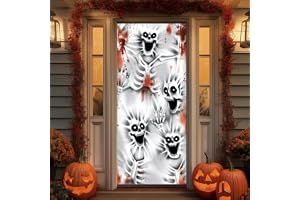 JOYIN 3D-skelett-dörröppning, kusligt dörrskydd, 76,2 x 182,9 cm, för halloween skelettdörr, väggdekor, heminredning