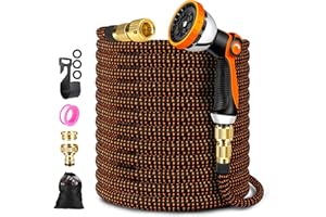 ZARSYN manguera jardin, manguera extensible con 10 boquillas de patrón de pulverización, conector de latón, tela 3750D, manguera de alta resistencia con núcleo de látex de 4 capas-23m/75ft