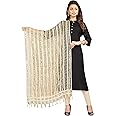RANI SAAHIBA Women's Mirror Work Embroidered Tissue Organza Dupatta